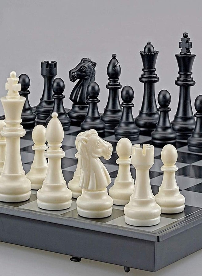 AUGEN Magnetic Educational Toys Travel Chess Set with Folding Chess Board for Kids and Adults (Small, Black & White) - Image 5